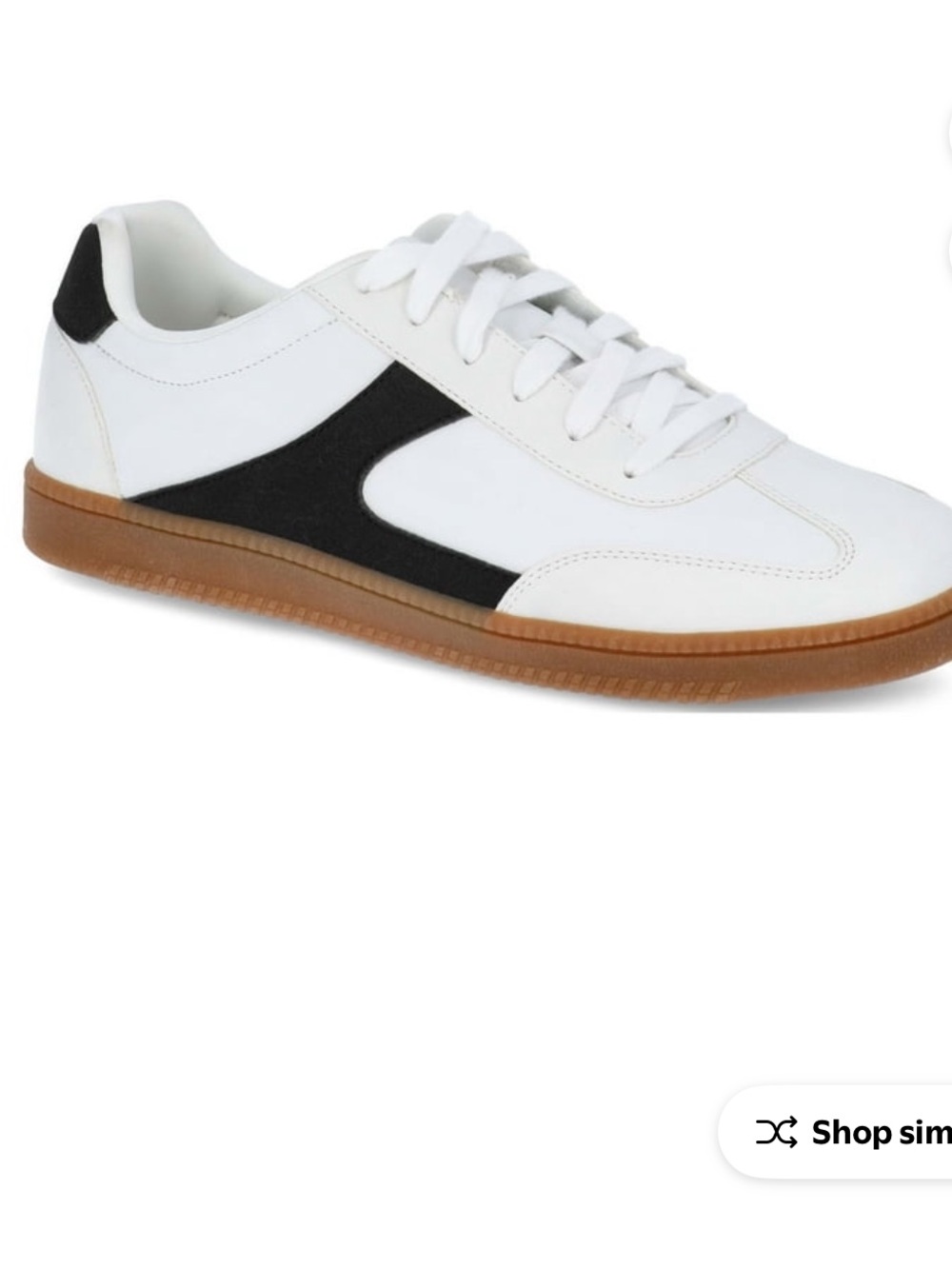 No boundaries White Leather Low-Top Sneaker with Black Accent and Gum Sole